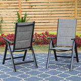 Red Barrel Studio® Mix & Match 6-piece Metal Sling Textilene Metal Folding Outdoor Dining Set w/ Umbrella, Aluminum Reclining Chairs Metal | Wayfair