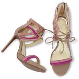 Jessica Simpson Shoes | New Jessica Simpson Rensa Stiletto Heels Sandals Size 7.5m Taupe Purple Suede | Color: Cream/Purple | Size: 7.5