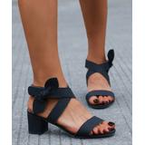 PAOTMBU Women's Sandals Black - Black Bow-Strap Sandal - Women