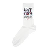 Our Name Is Mud Socks - White & Red 'Cat Mom' Socks