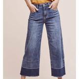 Anthropologie Jeans | Anthropologie Pilcro Wide Leg Cropped Jeans Release Hem Size 28 Medium Wash | Color: Blue | Size: 28