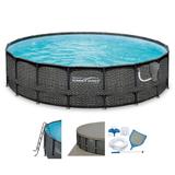 Summer Waves Elite 18ft x 48in Above Ground Frame Swimming Pool Set with Pump, Grey
