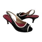 Kate Spade Shoes | Kate Spade New York Black Ankle Strap Peep Toe Heels Size 8 | Color: Black/White | Size: 8