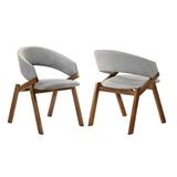 Corrigan Studio® Talulah Gray Fabric & Walnut Veneer Dining Side Chairs - Set Of 2 Wood/Upholstered/Fabric in Brown | Wayfair