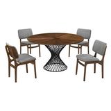 Corrigan Studio® Schoonmaker 5 - Piece Dining Set Wood/Metal/Upholstered Chairs in Brown, Size 30.0 H in | Wayfair 2DE9923CBB404598AF5D238F8966A5B0