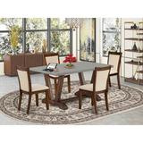 Red Barrel Studio® Dining Set - 1 Modern Dining Table & Light Beige Linen Fabric Dining Chairs w/ Stylish Back Wood/Upholstered Chairs in Gray/Brown