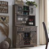 Gracie Oaks Kymbella Bar Cabinet w/ Wine Bottle Rack Wood in Brown, Size 72.0 H x 11.8 D in | Wayfair EDE414EEC1E64B33BBA647E0278992A9
