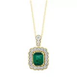 Effy® 14K White & Yellow Gold Diamond and Natural Emerald Pendant Necklace, 16 in