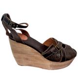 Anthropologie Shoes | Anthropologie Gee'wawa Sofie Borello Platform Wedge Peep Toe Brown Sandals Sz 9 | Color: Brown/Tan | Size: 9