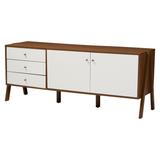 Harlow Mid-century Modern Scandinavian Style Wood Sideboard Storage Cabinet - Walnut/White - Baxton Studio