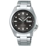 Seiko 5 Sports Solid Boy Automatic Grey Dial Silver Steel Mens Watch SRPE51K1