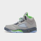 Big Kids' Air Jordan Retro 5 Casual Shoes in Grey/Silver Size 5.0 Leather