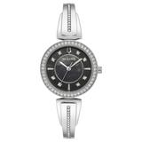 Bulova Women's Crystal Accents Black Mother Of Pearl Quartz 30mm Watch