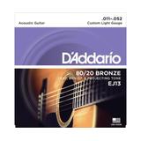 D'Addario EJ13 80-20 Bronze Acoustic Guitar Strings, Custom Light, 11-52