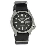 Seiko 5 Mens Stainless Steel Grey Nylon NATO Strap Automatic Watch SRPE61