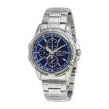Seiko Men s Solar Blue Dial Chronograph Stainless Steel Watch SSC141
