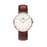 Daniel Wellington St Mawes White and Rose Gold Detail 40mm Dial Brown Leather Strap Watch, White, Women