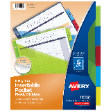 Avery� Big Tab� Insertable Plastic Dividers, Single Pocket, Multicolor, 5-Tab