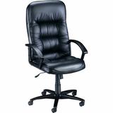 Lorell� Tufted Ergonomic Bonded Leather High-Back Executive Chair, Black