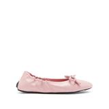 Prada - Bow-front Leather Ballet Flats - Womens - Light Pink