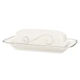 Noritake Platinum Wave Covered Butter Dish White/platinum