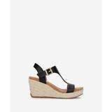 Reaction Kenneth Cole | Card T-Strap Espadrille Wedge Sandal in Black, Size: 6 by Kenneth Cole