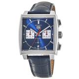 Tag Heuer Monaco Chronograph Calibre Heuer 02 Automatic Blue Dial Leather Strap Men's Watch CBL2111.FC6453 CBL2111.FC6453