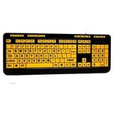 Adesso Luminous 4X Large Print Multimedia USB Keyboard - Black, Yellow