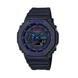 Men's Casio G-Shock Classic Virtual Blue Series Black Resin Strap Watch with Black Dial (Model: Ga2100Vb-1A)