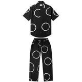 Suku Women's Print Short Sleeve Shirt & Trouser Set in Moon, Size Small | END. Clothing