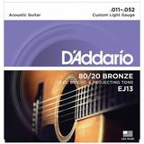 D'addario Ej13 80/20 Bronze Custom Light Gauge Acoustic Guitar Strings