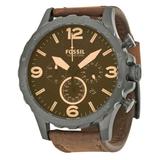 Fossil Nate Chronograph Brown Dial Brown Leather Men's Watch Jr1487