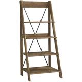 Frankie 68 Solid Wood Ladder Bookcase with 4-Fixed Shelves in Brown