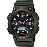 Casio AQS810W-3AV Smart Watch - Wrist - Optical Heart Rate Sensor - Alarm, Stopwatch - Heart Rate - 1.06" - Round - 0.47" - 1.81" - Green, Gray, Black