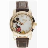 Disney Accessories | Flawed Disney Mickey Mouse Watch Brown Band | Color: Brown/Gold | Size: Os