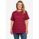 Plus Size Women's Minnie Mouse Hearts All-Over Print T-Shirt Cranberry Red by Disney in Red (Size 3X (22-24))