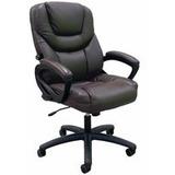 Brown Leather Swivel Office Chair with Adjustable Lumbar