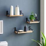 Halter Floating Shelves Wood Wall Mounted Shelves Floating Wall Shelves For Living Room Bedroom in Brown, Size 16.05 H x 16.54 W x 5.9 D in | Wayfair