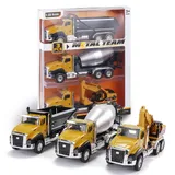 3 Pack of Diecast Engineering Construction Vehicles Dump Digger Mixer Truck 1/50 Scale Metal Model