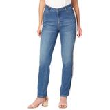 Plus Size Women's Embellished Straight Leg Jean with Invisible Stretch® By Denim 24/7 by Roaman's Denim 24/7 in Medium Shine Embellishment (Size 12 W)