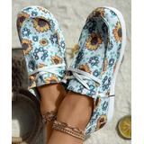 ROSY Women's Boat Shoes Sunflower - Light Blue Sunflower Lace-Up Sneaker - Women