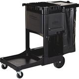 Rubbermaid Executive Janitor Cleaning Cart, 3 Shelf, 8", 4" Caster, 21.8" x 46" x 38", Black