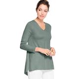 Plus Size Women's Pleat Back Sweater by ellos in Grey Spruce (Size 18/20)