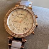 Michael Kors Accessories | Michael Kors Parker Stainless Steel Watch With Glitz Accent | Color: Gold/Pink | Size: Os