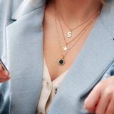 Birthstone And Initial Layered Necklace Set