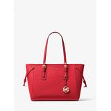 Michael Kors Voyager Medium Crossgrain Leather Tote Bag Red One Size