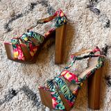 Jessica Simpson Shoes | Jessica Simpson Tropical Print Platform Heels | Color: Pink | Size: 8.5
