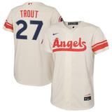"Youth Nike Mike Trout Cream Los Angeles Angels 2022 City Connect Replica Player Jersey"