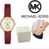 Michael Kors Accessories | Michael Kors Portia Quartz Movement Leather Band Wrist Watch | Color: Brown/Gold | Size: Os