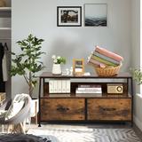 17 Stories Dresser Tv Stand Media Console Table Organizer W/2 Storage Drawer & Open Shelves Wood in Brown | Wayfair